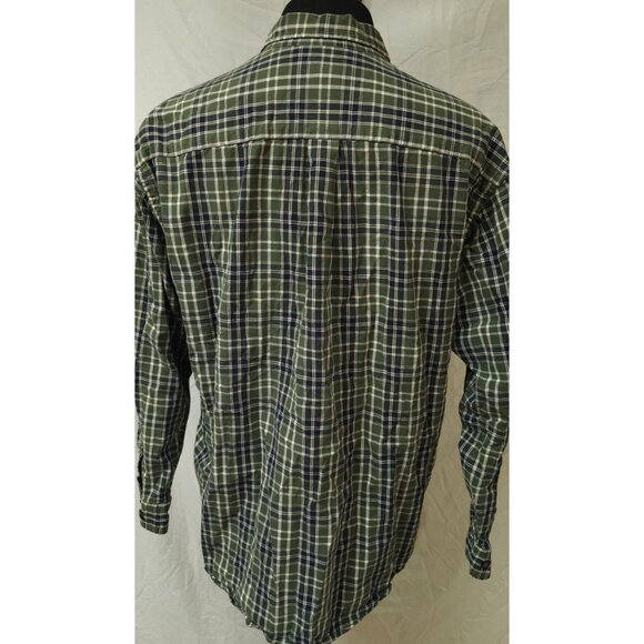 Eddie Bauer Mens Large Reg Green Plaid Heavyweight Button Down Long Sleeve Shirt - Picture 7 of 10